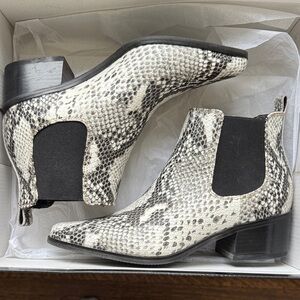 Blondo Black and White Snakeskin Ankle Boots